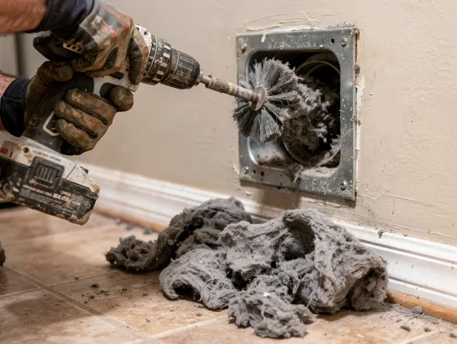 Certified University Heights Dryer Vent Cleaning technician performing dryer vent cleaning in University Heights
